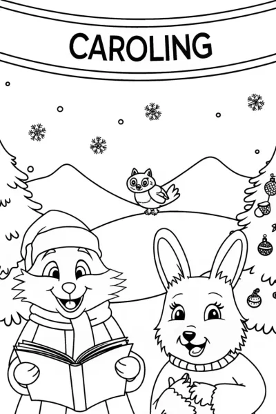 Christmas Critter Carolers Coloring Page