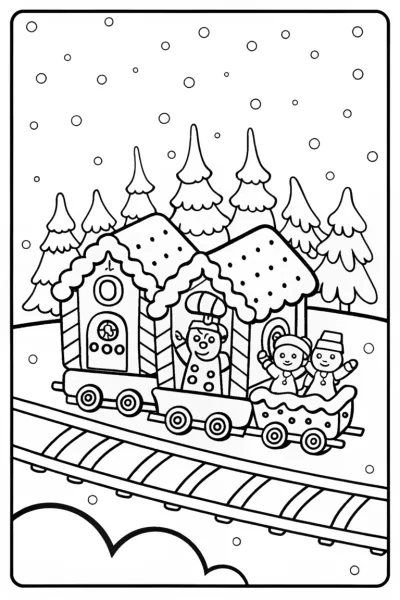 Gingerbread House Christmas Parade Coloring Page