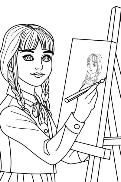 Wednesday Addams painting shadows