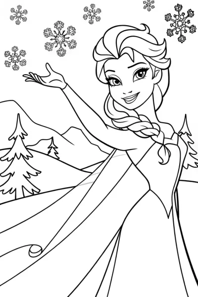 Elsa’s Enchanted Ice Dance Coloring Page