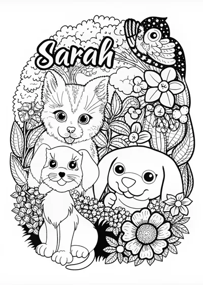 Sarah’s Animal Friends Coloring Page
