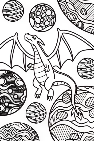 Charizard’s Cosmic Adventure Coloring Page