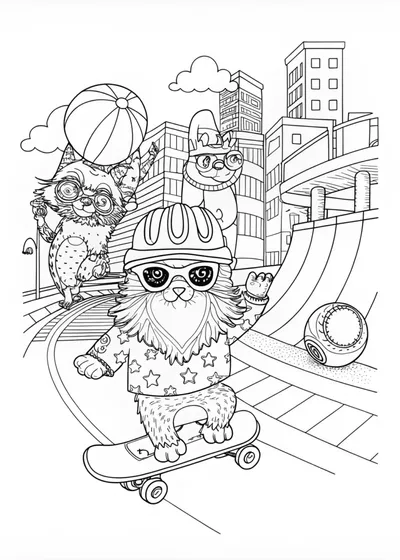 Skateboarding Fluffy Cat Adventure