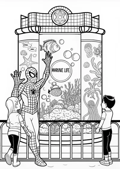 Spider-Man Underwater Adventure Coloring Page