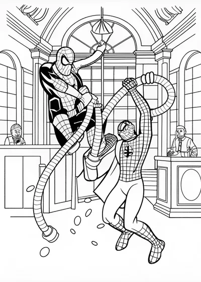 Spider-Man vs. Doctor Octopus Coloring Page
