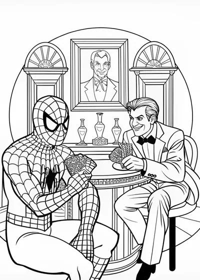 Spider-Man at the Casino Coloring Page