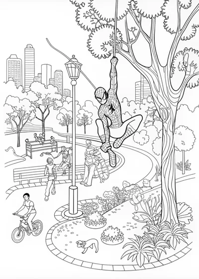 Spider-Man Swings Through the City