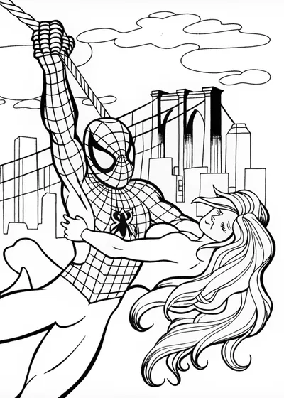 Spider-Man and Spider-Woman on the Bridge Adventure