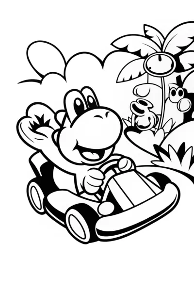 Yoshi’s Jungle Kart Adventure Coloring Page