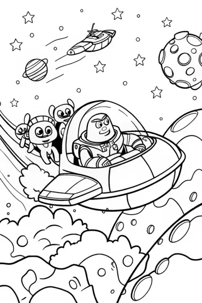 Buzz Lightyear’s Space Rescue Mission Coloring Page