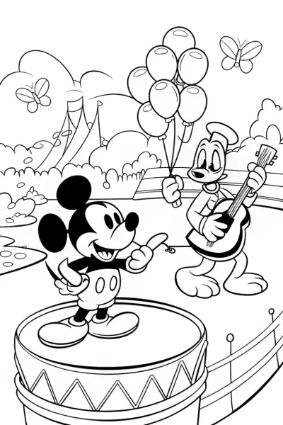 Mickey Mouse Music Festival Coloring Page