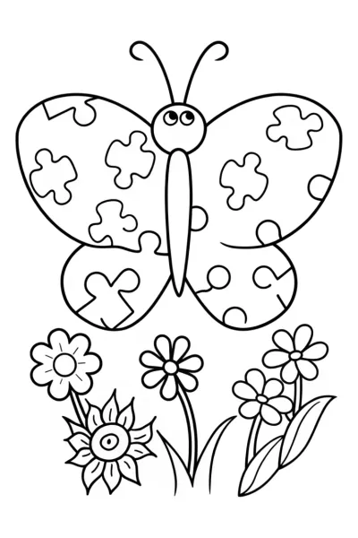 Butterfly Puzzle Garden Coloring Page