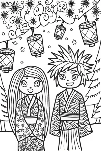 Guardians of the Lantern Festival Coloring Page