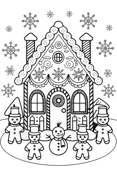 Gingerbread House Winter Festival Coloring Page