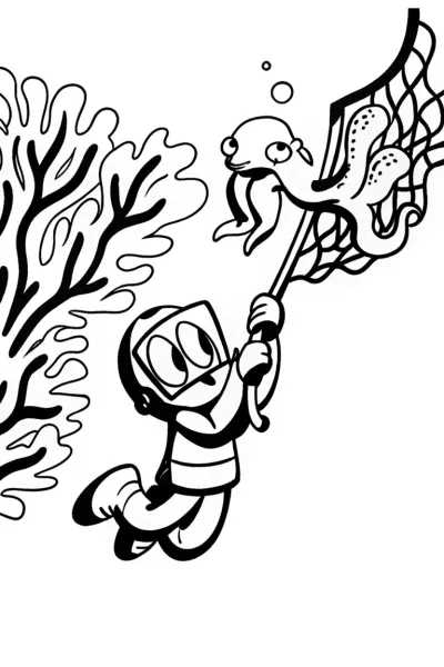 Kwazii’s Coral Rescue Mission Coloring Page