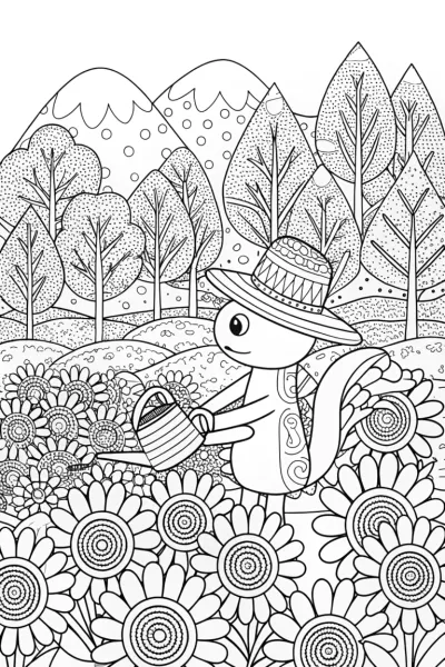 Axolotl’s Garden of Wonders Coloring Page