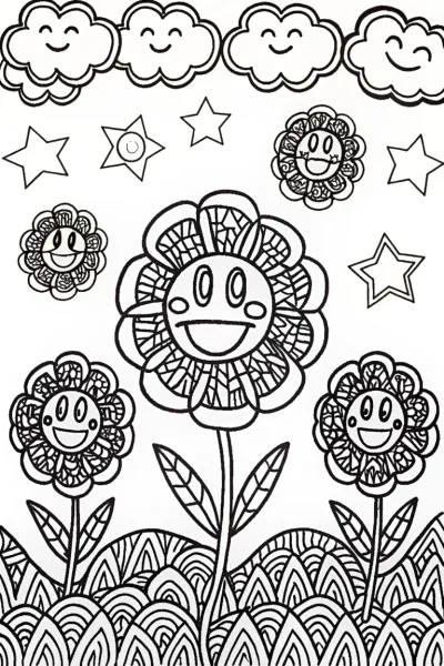 Mario’s Sky Garden Adventure Coloring Page