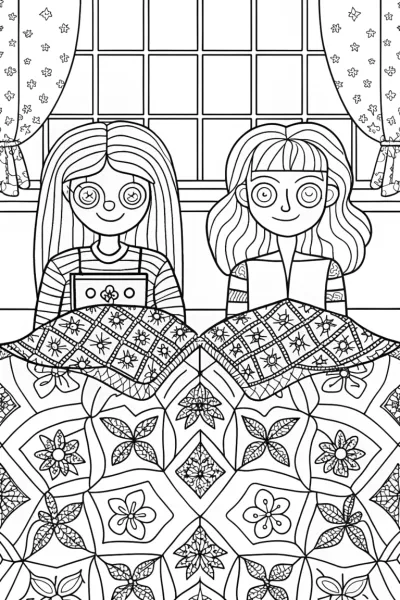 Rainbow High students crafting a quilt