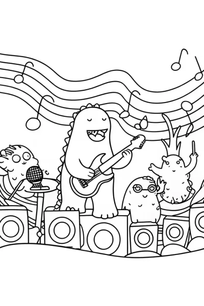 Godzilla’s Musical Showdown Coloring Page