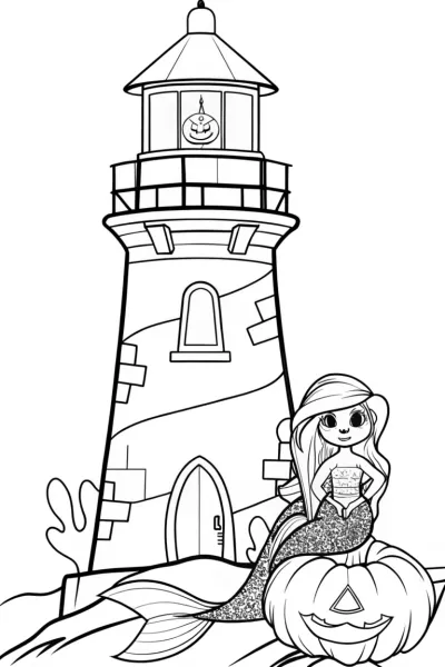 Mermaid at the Halloween lighthouse