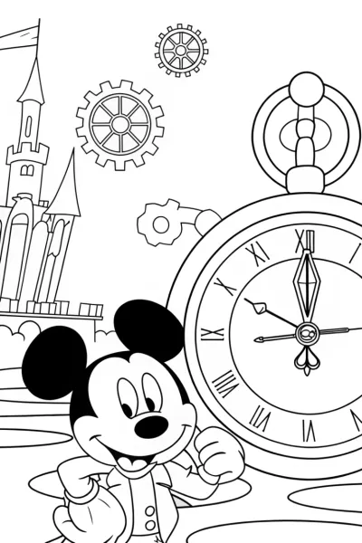 Mickey Mouse the Time Traveler Coloring Page