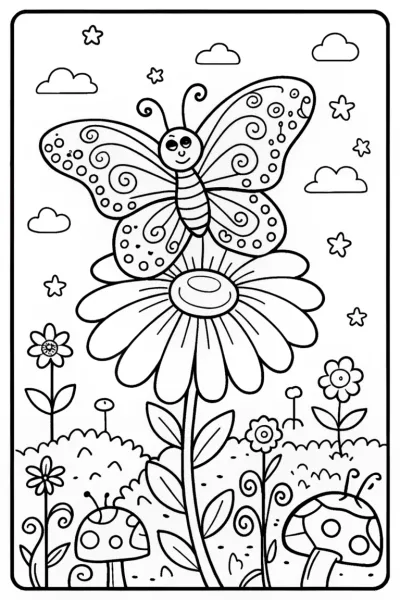 Guardian butterfly in a magical garden