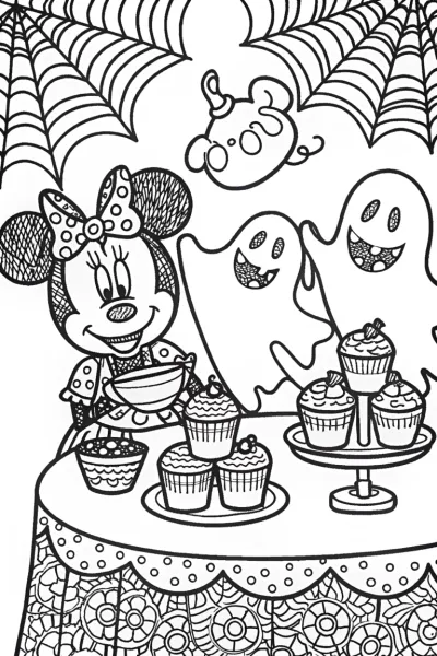 Minnie Mouse’s Haunted Tea Party Coloring Page