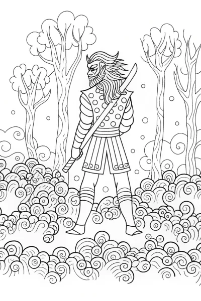 Demon Slayer and Spirit Guardian Coloring Page