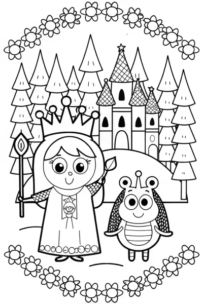 Bluey and Bingo’s Fairy Tale Adventure Coloring Page