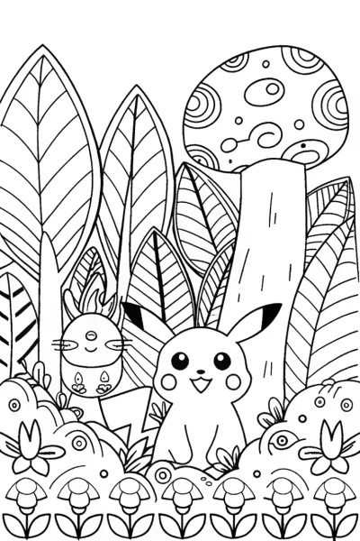 Pikachu’s Nature Quest Coloring Page