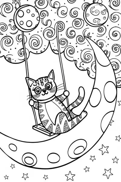 Star the Cat’s Cosmic Playground Coloring Page
