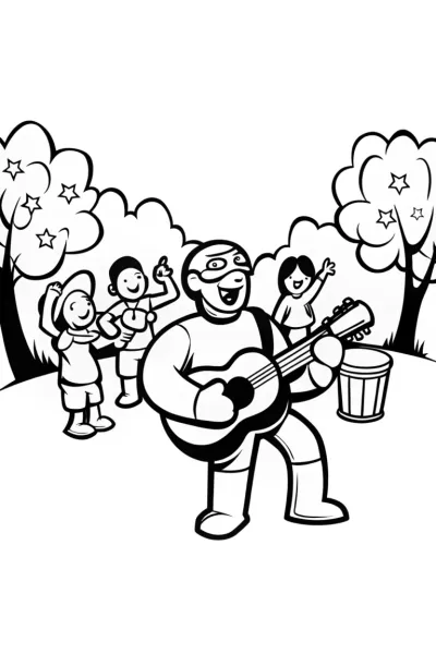 Captain America’s Musical Unity Jam Coloring Page