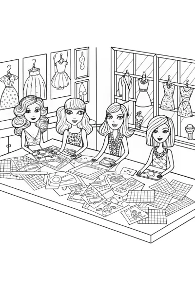 Bratz Dolls Fashion Design Studio Coloring Page