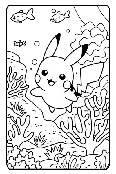 Pikachu’s Underwater Adventure Coloring Page
