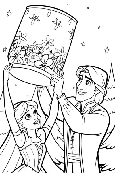 Belle and Beast Lantern Festival Coloring Page