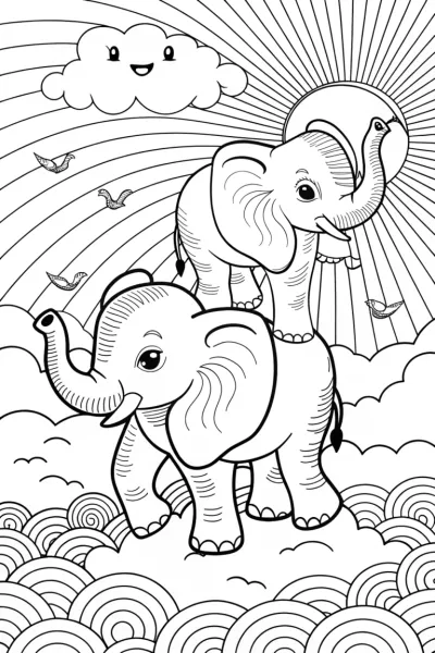 The Playful Cloud Hoppers Coloring Page
