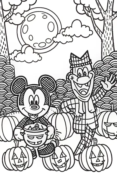 Mickey Mouse in a spooky pumpkin patch
