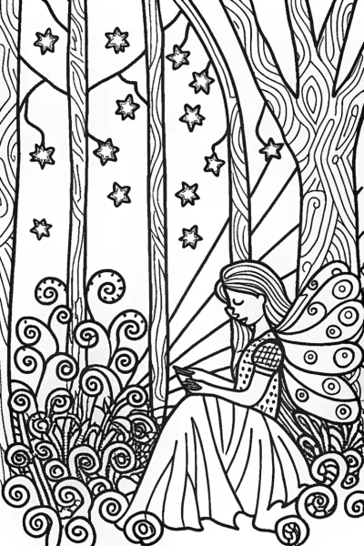 Elowen the Fairy Weaver Coloring Page