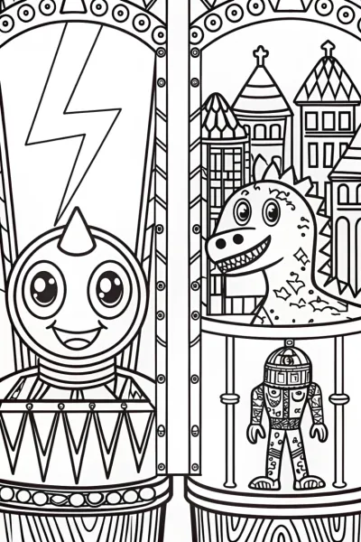 Lightning Bolt’s Time Travel Adventure Coloring Page