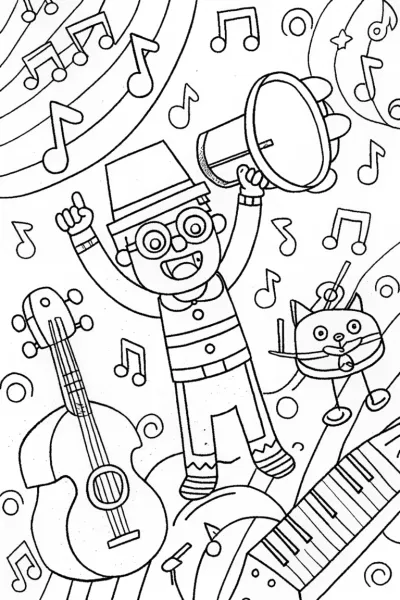 Blippi’s Musical Adventure Coloring Page