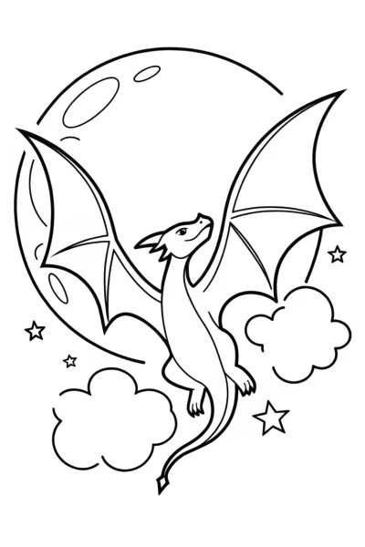 Charizard’s Moonlit Flight Coloring Page