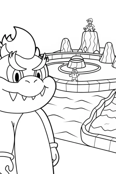 Bowser’s Sneaky Lava Trap Coloring Page