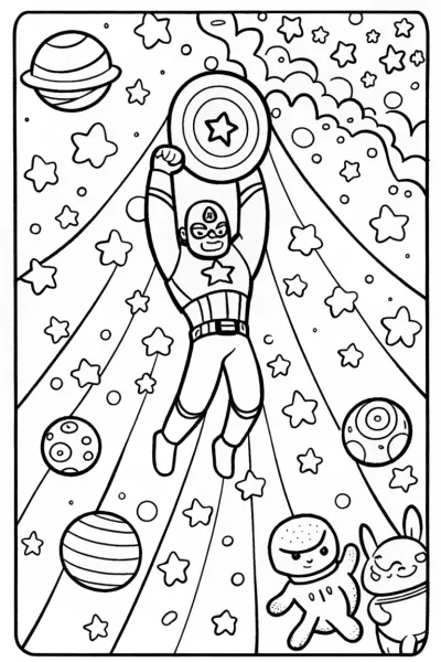 Captain America’s Cosmic Adventure Coloring Page