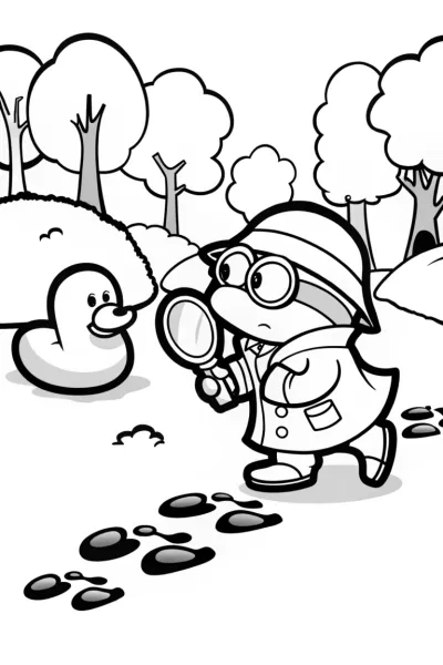 Minion Detective in a Whimsical World Coloring Page