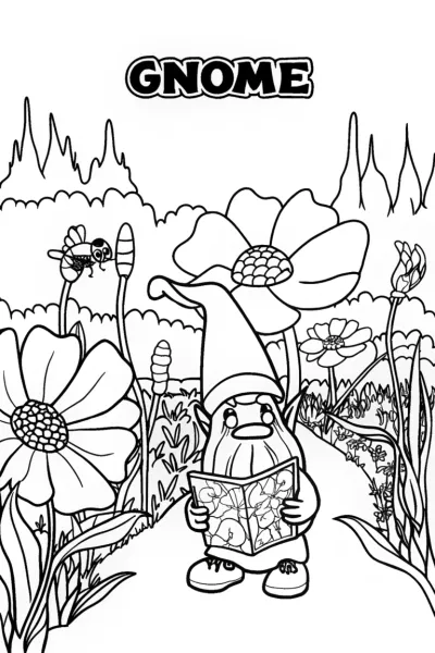 Gnome Garden Quest Coloring Page