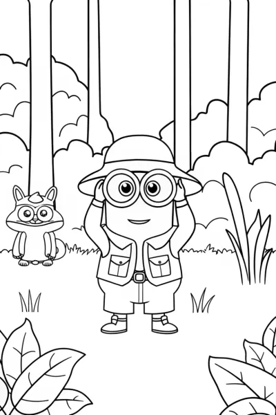 Minion the Nature Explorer Coloring Page