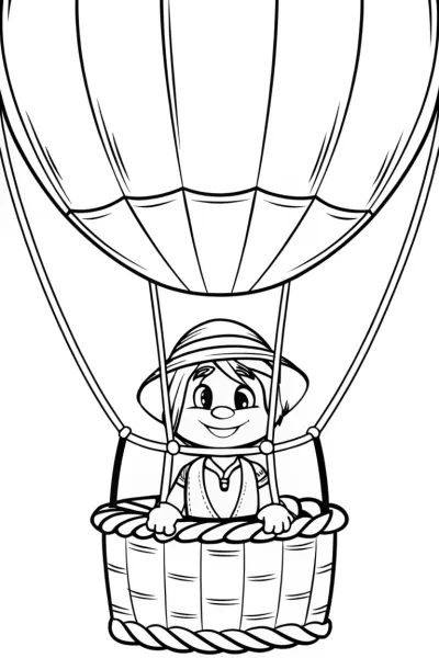 Turkey Tom in a hot air balloon