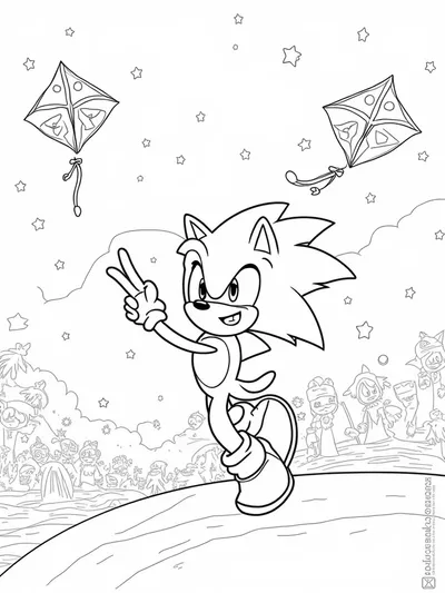 Super Sonic flying a kite