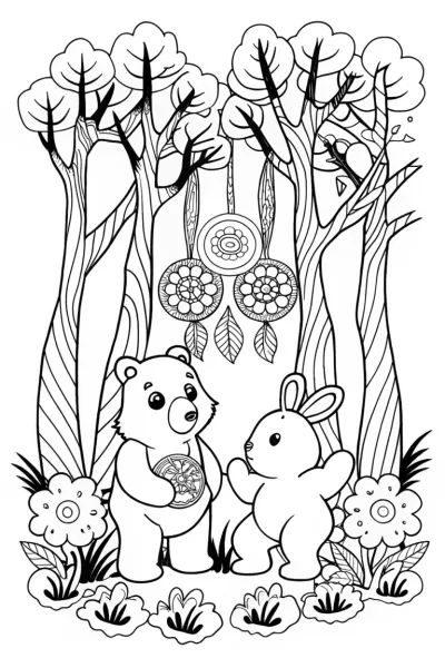 Cheer Bear and Love-a-Lot Bear Dream Catchers Coloring Page