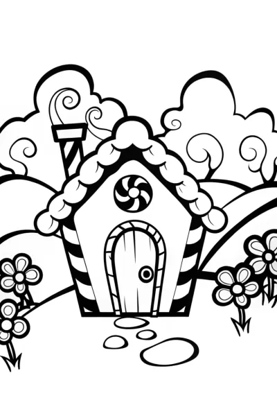 Gingerbread House Garden of Wonders Coloring Page